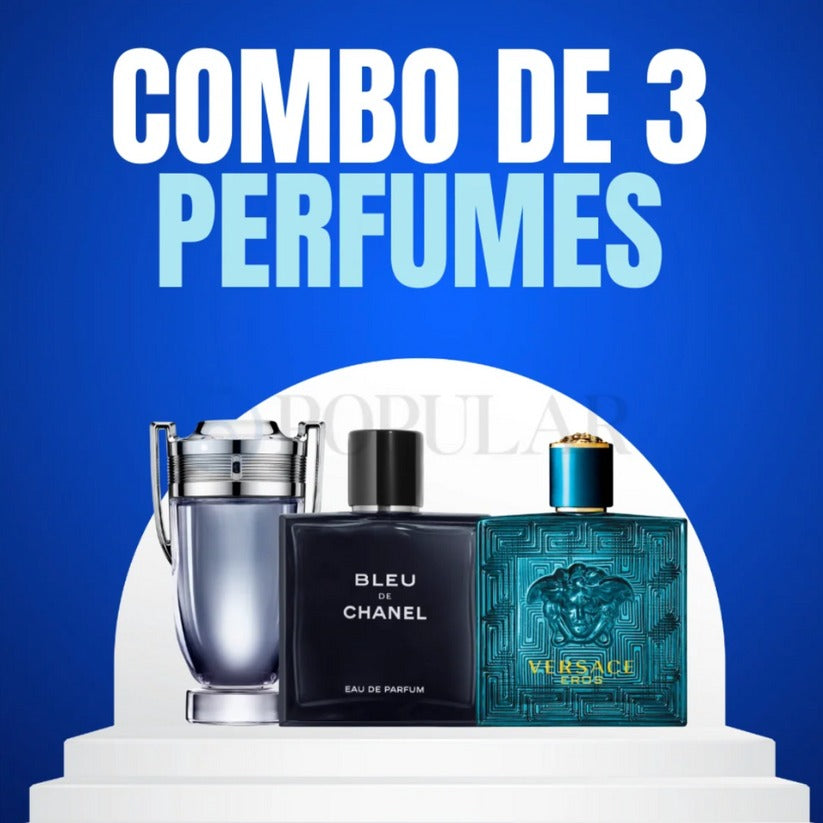 Combo de 3 perfumes - Invictus, Bleu Chanel y Versace Eros - [LIQUIDACIÓN DE INVENTARIO]